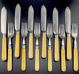MAPPIN BROS Outstanding Silverplate Engraved 12 Pc Fish Set London 1865 - 1903