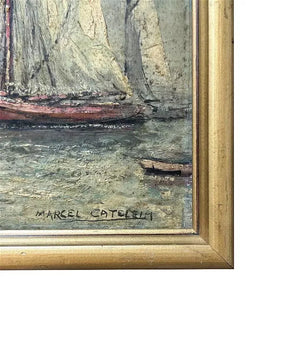 Oil Canvas painting signed Marcel Catelein (Born 1907) France