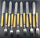 MAPPIN BROS Outstanding Silverplate Engraved 12 Pc Fish Set London 1865 - 1903