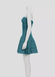 HERVE LEGER Beautiful Emerald Strapless Bandage A-Line Scallop Mini Dress
