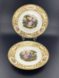 OLD PARIS Porcelain Hand Painted Monogram CHOCOLATE CUPS & SAUCER Pair 1830s